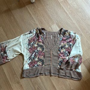Free People, cream and brown colored,boho shirt